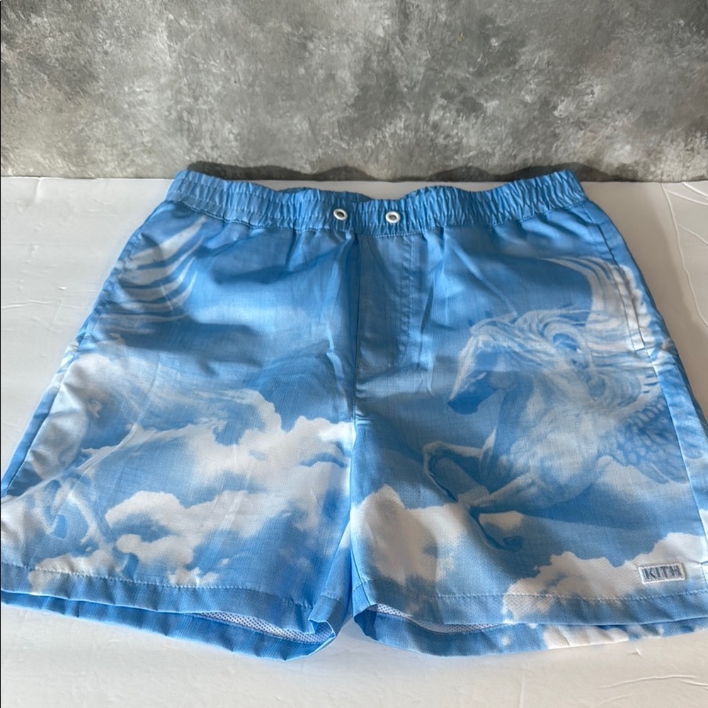Kith Blue and White Cloud Pegasus Swim Shorts